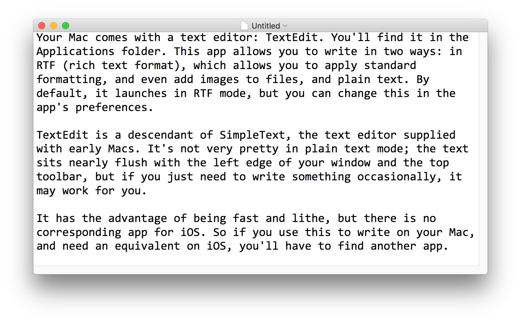 simple text for mac